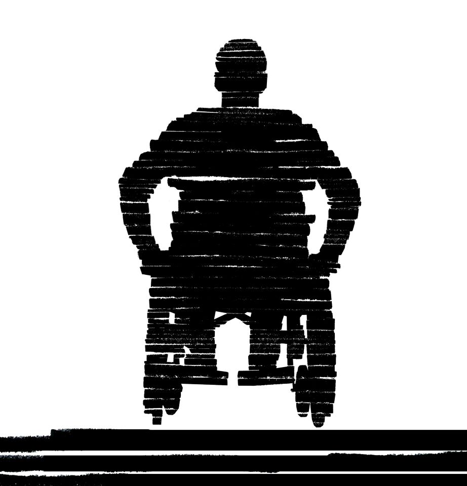 artist rendering person in wheelchair